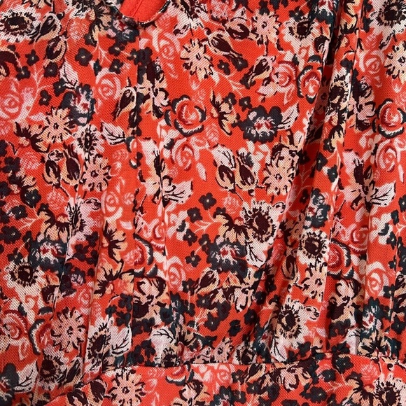 Free People - All Dolled Up Red Floral Print Mesh Long Sleeve  Top Size … - Picture 15 of 15